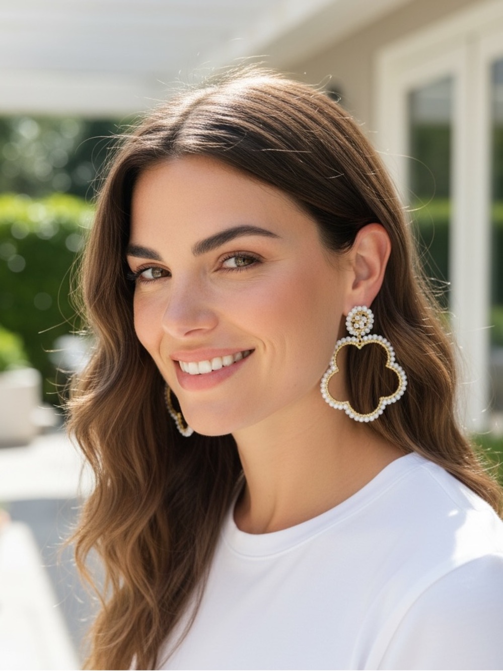 Lisi Lerch Pearly White Beaded Statement Earrings